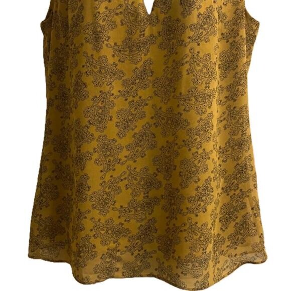 Cabi Womens Sleeveless Keyhole Paisley Print Tunic Top Size S Mustard Yellow - Picture 4 of 5